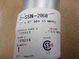 Merit Brass 2-SSN-2060 2" x 6" 304 Stainless Steel Nipple