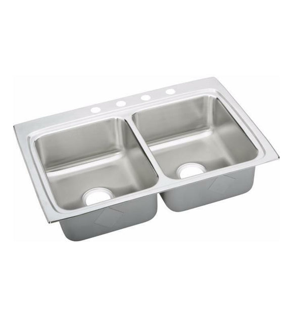 Discount clearance closeout open box and discontinued Elkay Faucets , Shower , Plumbing Fixtures and Parts | Elkay LR33222 Stainless Steel Double Bowl Top Mount Kitchen Sink