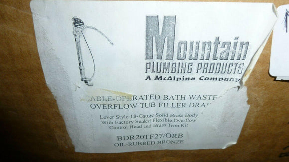 Discount clearance closeout open box and discontinued Mountain Plumbing Faucets , Shower , Plumbing Fixtures and Parts | Mountain Plumbing BDR20TF27-ORB Oil Rubbed Bronze Cable Operated Tub FillerDrain