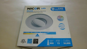 Discount clearance closeout open box and discontinued NICOR Lighting Fixtures | NICOR DLG56-10-120-4K-WH White 5-6" Adjustable LED Gimbal Downlight Retrofit Kit