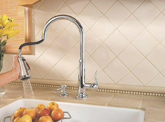 Discount clearance closeout open box and discontinued Pfister Faucets , Shower , Plumbing Fixtures and Parts | Pfister GT529YPC Ashfield Pull-Down Sprayer Kitchen Faucet in Polished Chrome
