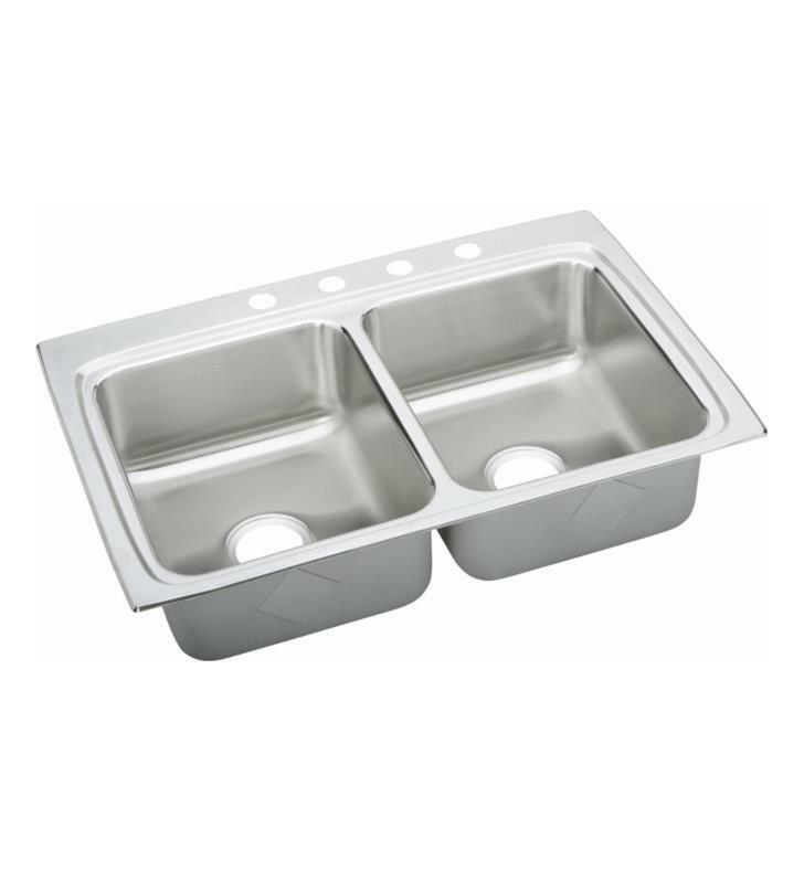 Elkay LR33222 Stainless Steel Double Bowl Top Mount Kitchen Sink