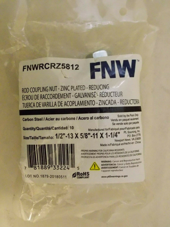FNW Rod Hex Coupling Reducing Nuts 1/2