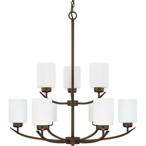 HomePlace 415291BZ-338 Dixon 9-Light Chandelier With Soft White Glass, Bronze