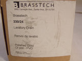 Brasstech 330/24 Lavatory Push Pop-Up Drain Assembly w/ Overflow, Polished Gold