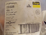 Viega 22228 ProPress Zero Lead Copper Tee with 2" x 1-1/2" x 2" P x P x P