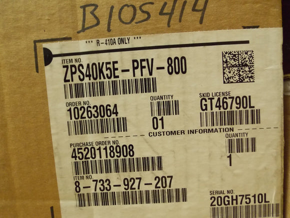 Copeland ZPS40K5E-PFV-800 A/C Compresso 1 PH R410A 41,200 BTU 230V