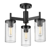 Golden Lighting Winslett 16.5 in. Ceiling 3-Light Semi-Flush Mount , Matte Black