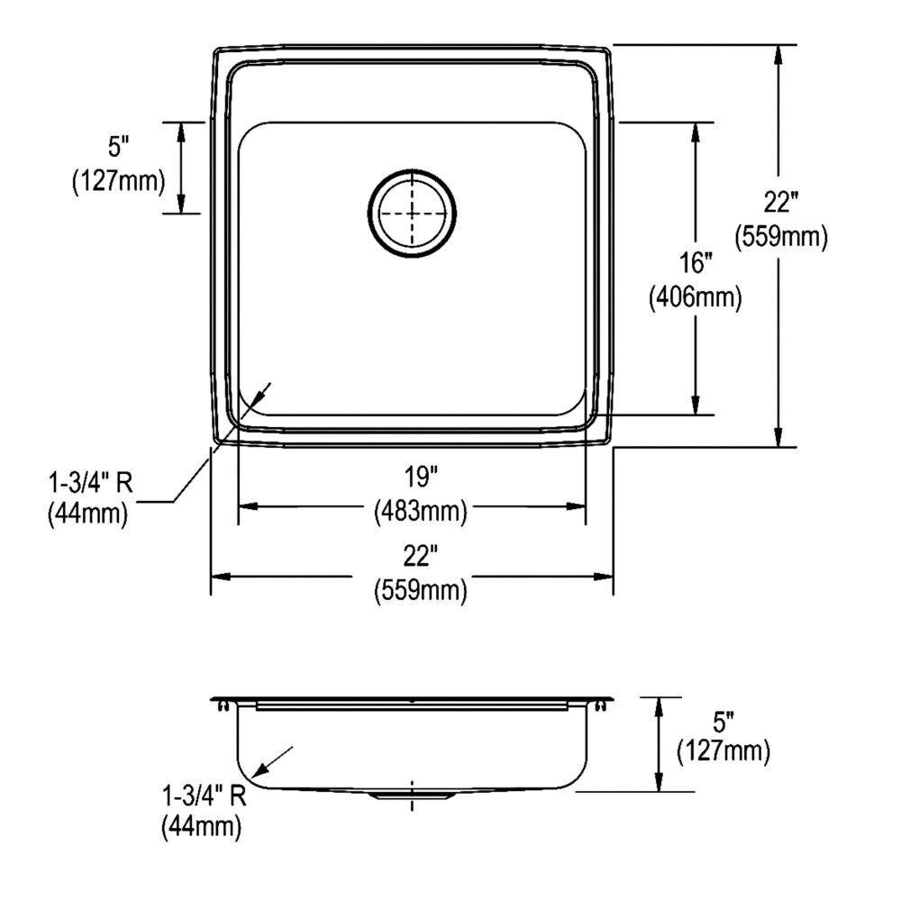 Elkay LRAD222250 Lustertone Stainless Steel 22