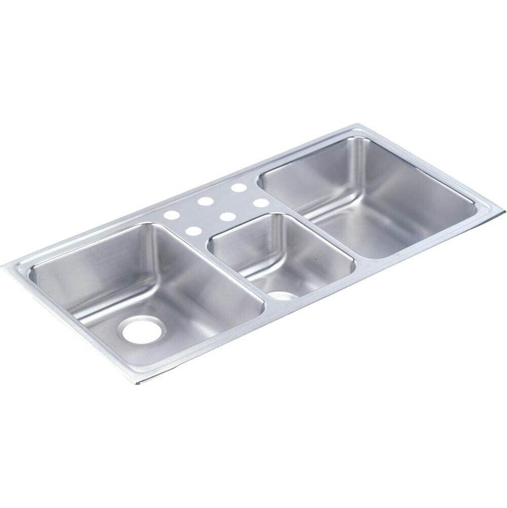 Elkay LCR43220 Lustertone Stainless Steel 43''x22''x7-7/8''  - Triple Bowl Sink