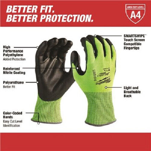 Milwaukee 48-73-8944 Cut Level 4 Polyurethane Dipped Gloves, XXL ( Pack of 6 )