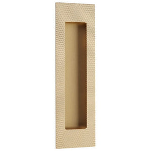 Emtek 7" Modern Rectangular Knurled with Plain Pocket Flush Pull in Satin Brass