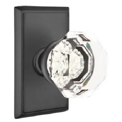 Emtek 81210TUS19 Old Town Passage Door Knob Set with Rectangular Rose Flat Black