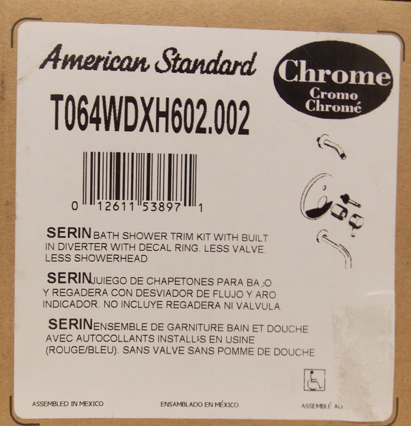 American Standard Serin Built-In Diverter Bath and Shower Trim Kit , Chrome