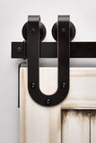 RUSTICA 2 Horseshoe Barn Door Hardware for Flat Door Track , Flat Black