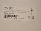 Jaclo 819-BKn Plug de bouchon de doigt Drain en lavage - nickel noir