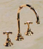 Herbeau 320255 Royale 10" High Arc Widespread Lavatory Set , Polished Brass