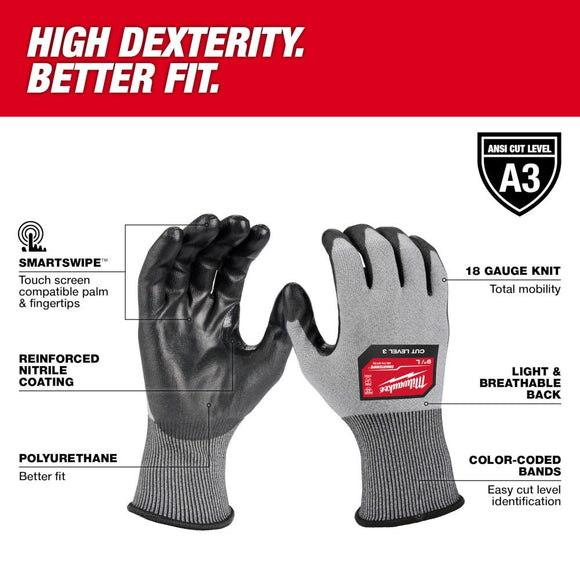 Milwaukee Tool 48-73-8731B Cut-Resistant Coated Gloves Smooth Palm, Knit (12PK)