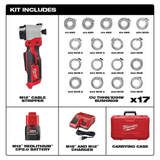 Milwaukee 2435CU-21S M12 Cable Stripper Kit with 17 Cu THHN/XHHW Bushings