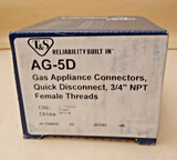T&S Brass AG-5D 3/4" Gas Appliance Connectors, Quick Disconnect