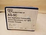 T&S AG-5C Gas Appliance Connector Quick Disconnect 1/2" NPT Female Threads