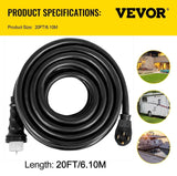 Vevor 20 ft Generator Extension Cord 50Amp N14-50P CS636 Locking Connector
