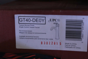 Pfister GT40-DE0Y Bronce Toscano Acabado Grifo de Un Solo Recipiente de Control