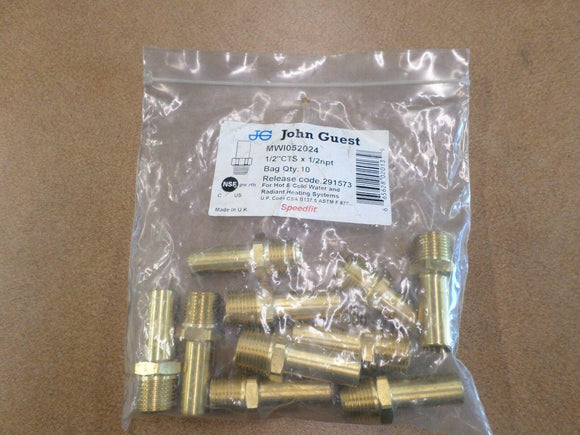 Discount clearance closeout open box and discontinued John Guest Faucets , Shower , Plumbing Fixtures and Parts | Lot of 10 John Guest MWI052024 Speedfit Brass Male Stem Adapters