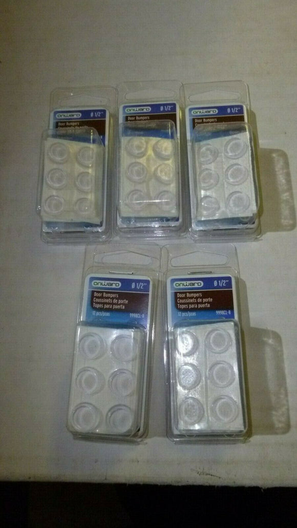 Onward 9998CLR Clear Rubber Door Bumpers (Blister pack of 12) Lot of 60 Bumpers