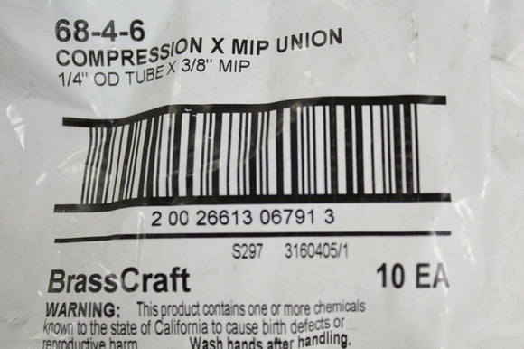 BrassCraft 68-4-6 Compression X MIP Union 1/4