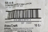 BrassCraft 68-4-6 Compression X MIP Union 1/4" OD Tube X 3/8" MIP Bag of 10