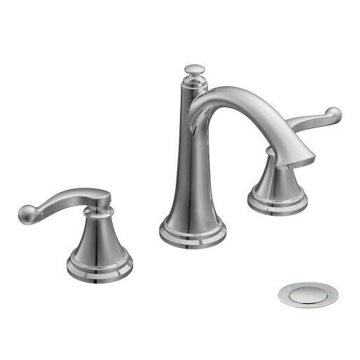 MOEN SHOWCASE S498 Savvy Chrome Widespr. 2 Handle Bathroom Complete Sink Faucet