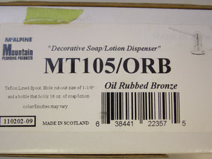 Plomberie de montagne MT105/ORB Distributeur décoratif de savon/lotion - Bronze frotté à l’huile