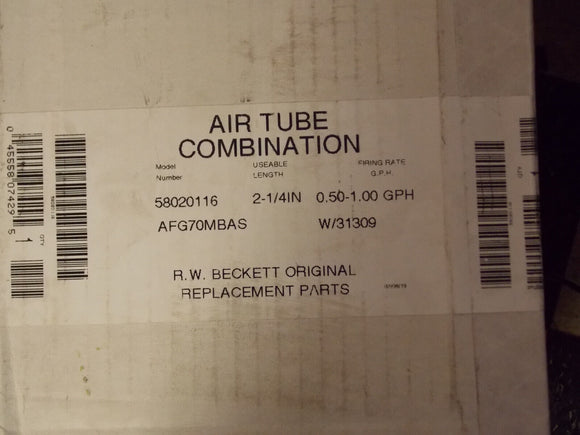 Beckett 58020116 Combinación de tubo de aire AFG70MBAS con 31309 2-1/4 