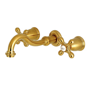 Kingston Wall Mount Faucet KS3127AX Vintage 2-Handle, Brushed Brass