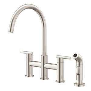 Gerber D424458SS Parma Bridge Kitchen Faucet With Side Sprayer , Stainless Steel