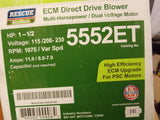 US Motors 5552ET ECM Direct Drive Blower Motor 1-1/2 HP 1075 Rpm 115/208-230V