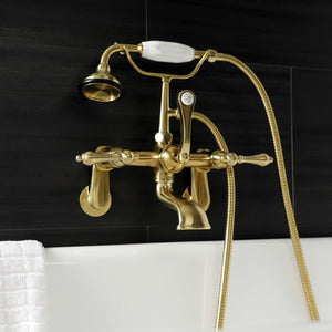 Discount clearance closeout open box and discontinued Kingston Brass | Kingston Brass AE51T Aqua Vintage Wall Mounted Tub Filler , Brushed Brass