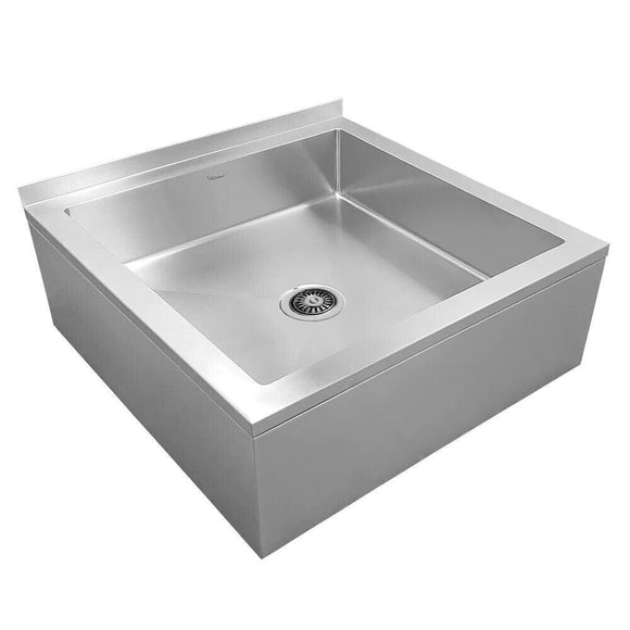 Discount clearance closeout open box and discontinued Whitehaus Collection | Whitehaus WHMS2424 Noah's Collection Single Bowl Floor Mount Mop Sink, Stainless
