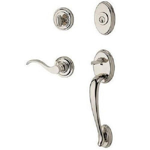 Discount clearance closeout open box and discontinued BALDWIN | Baldwin Right Handed Single Cylinder Columbus Handleset , Polished Nickel