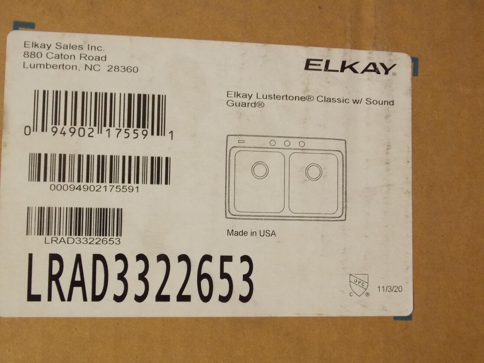 Discount clearance closeout open box and discontinued Elkay | Elkay LRAD3322653 Lustertone ADA Kitchen Sink 33