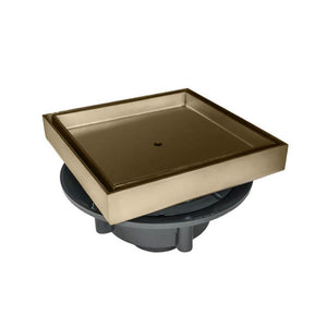 Discount clearance closeout open box and discontinued Infinity | Infinity 8''x8'' TD 20 Tile Insert Drain w PVC Body and 2" Outlet , Satin Bronze