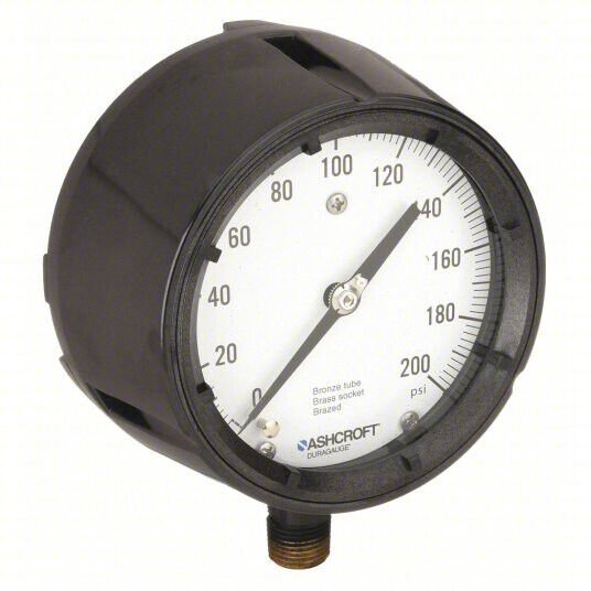 Ashcroft 451279As04l200# Manómetro de presión 0 a 200 psi 4-1/2 en dial 1/2 