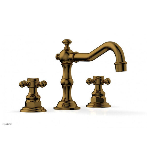Phylrich 161-01-002 HENRI Widespread Faucet with Cross Handles , French Brass