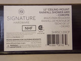 Signature Hardware SHRSC120CP Brazo de ducha redondo para montaje en techo, 12", cromado