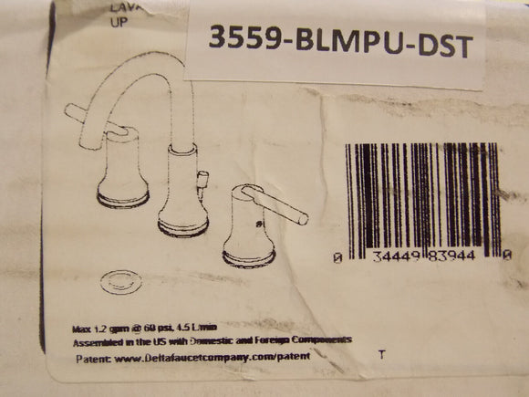 Delta 3559-BLMPU-DST Robinet de salle de bain à large entraxe Trinsic en noir mat