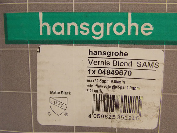 Hansgrohe 04949670 Vernis Blend Handshower Set Vario-Jet 2.5 GPM in Matte Black