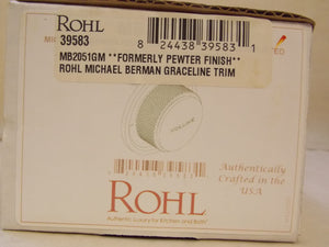 ROHL MB2051GM Graceline 3/4 Inch Volume Control Trim - Gun Metal