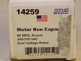 Mars 14259 Motor Run Capacitor Round 80 MFD 440/370 VAC