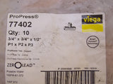 Viega 77402 3/4" x 3/4" x 1/2" ProPress Copper Tee, Press Connection (Bag of 10)